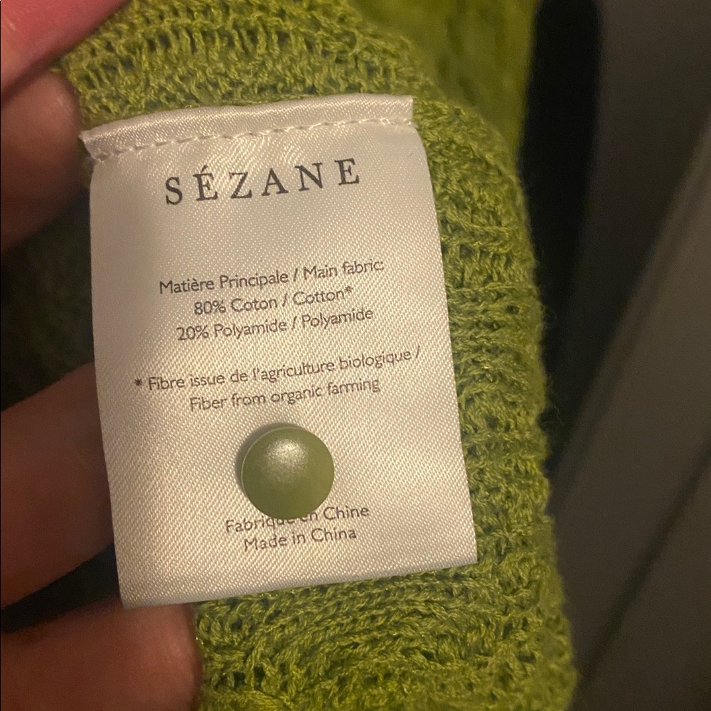 Sézane Alessandro Jumper Green Cable Knit Cotton Blend Sweater - Picture 5 of 5